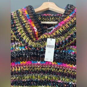 Multicolor Knit Cowl Neck Sweater